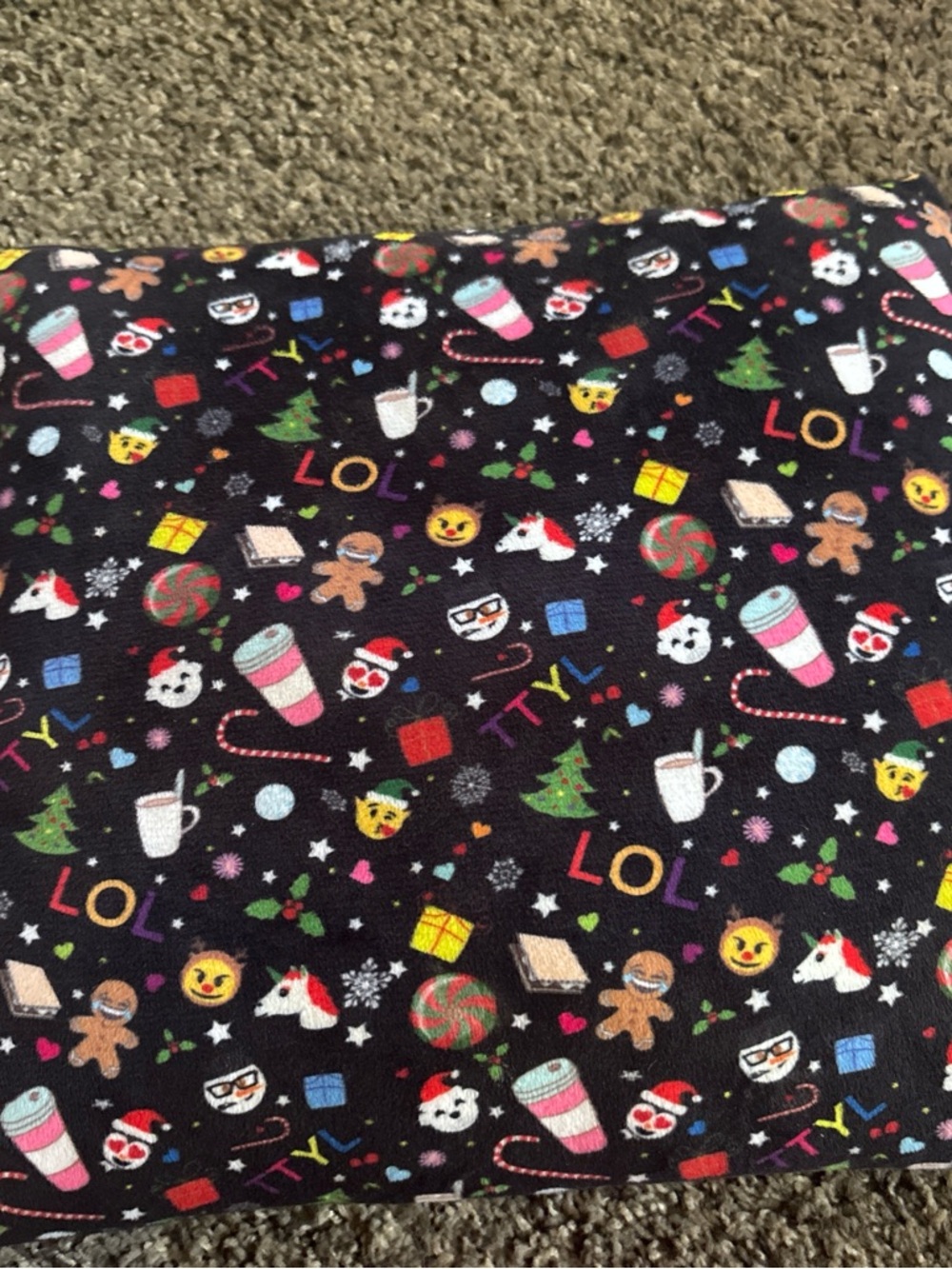 Black Holiday Emoji Print Fabric Tote
